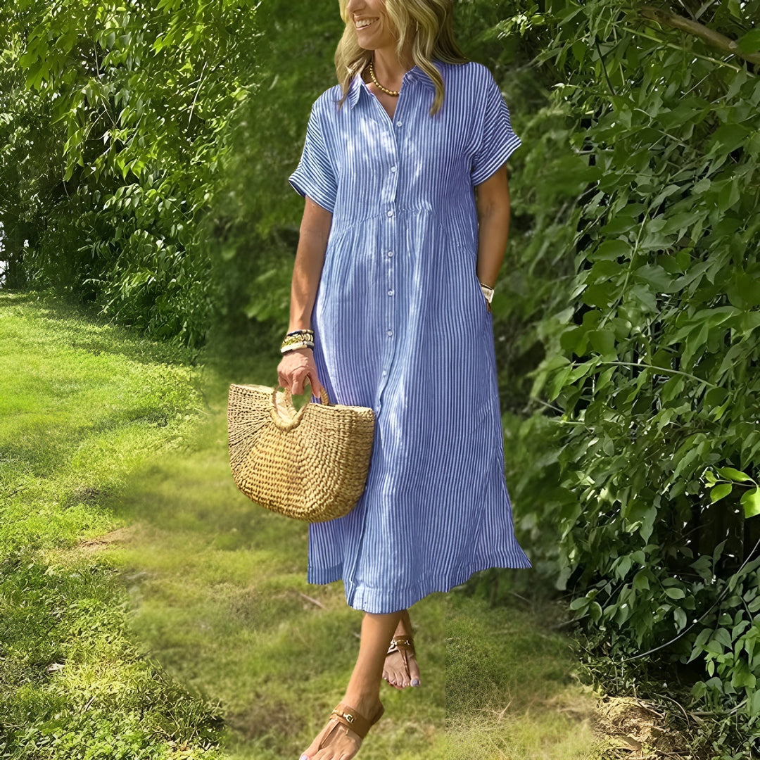 Fioria™ | Flattering Striped Shirtdress