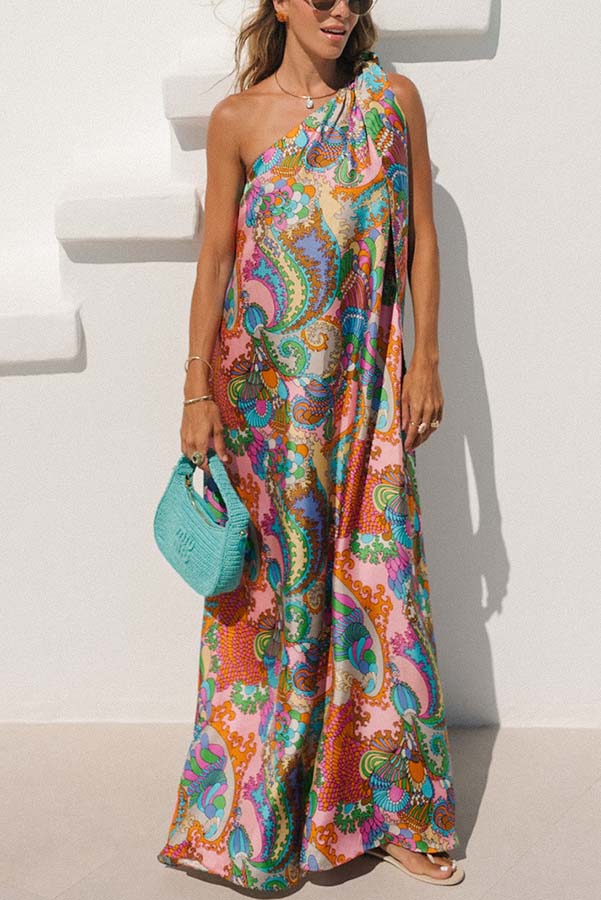 Cyorra™ | Elegant One-Shoulder Satin Maxi