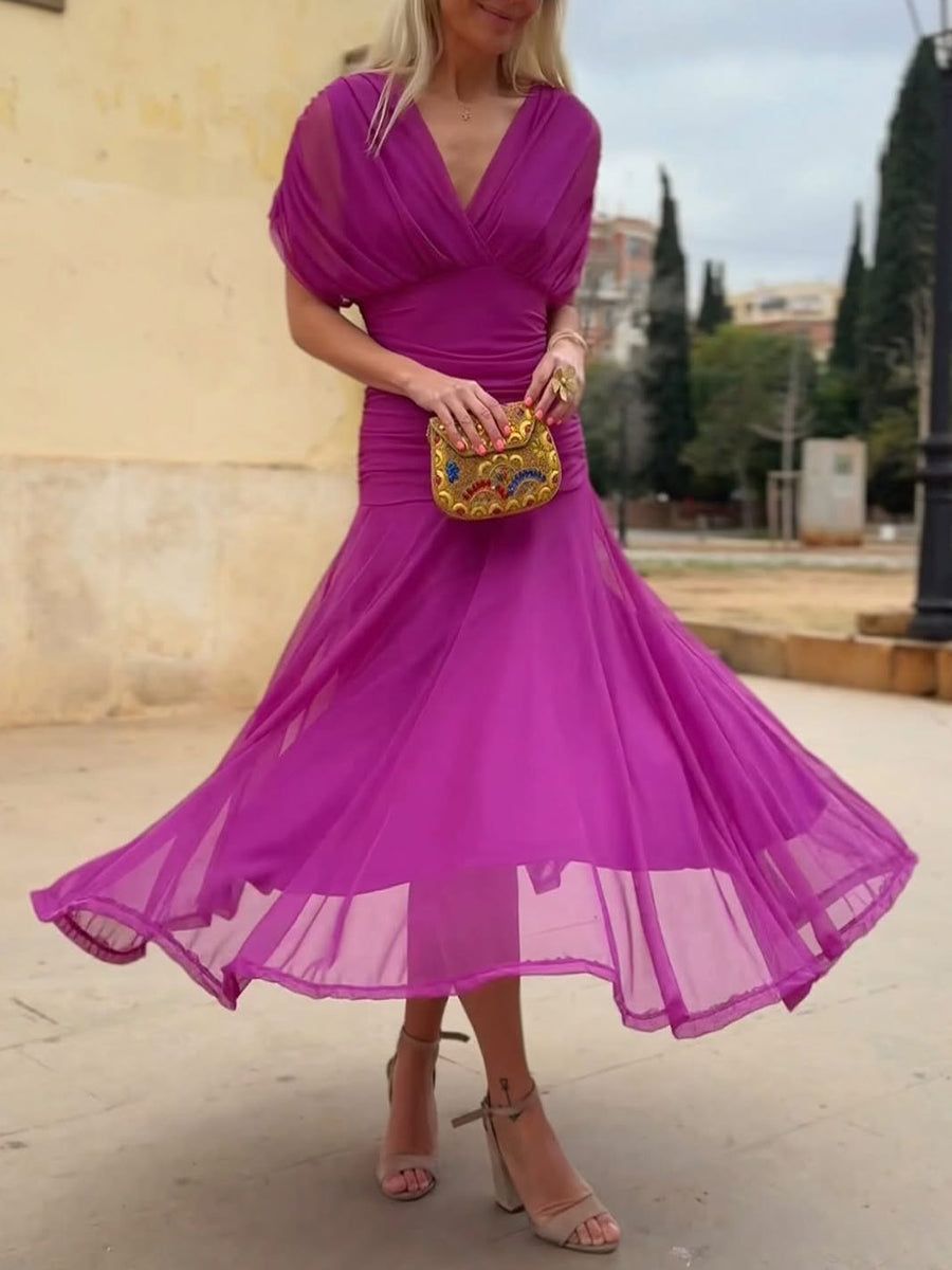 Women's Elegant Mesh Boutonniere Dress