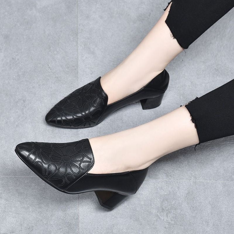 Tonette - Soft Leather Embroidered Pumps