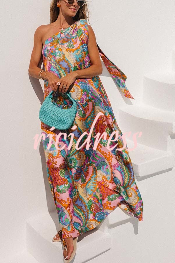 Cyorra™ | Elegant One-Shoulder Satin Maxi