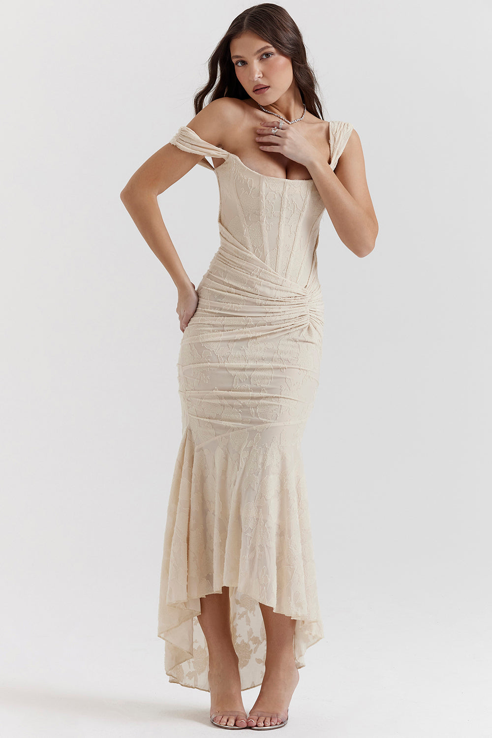 Boheme - Sleeveless Ruched Bodycon Evening Dress