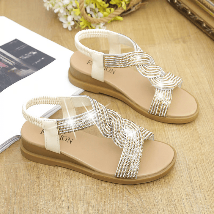 Luna Rhinestone Wedge Fashion Sandals