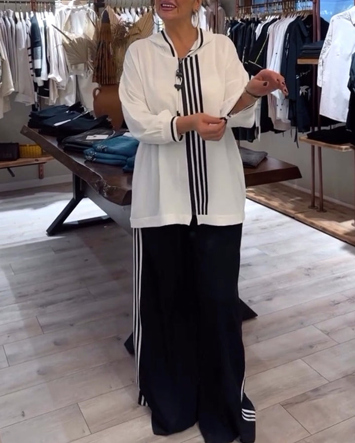 Two Piece Hooded Striped Set