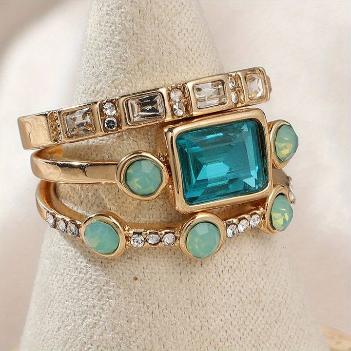DARLENE™ - Vintage Blue Crystal Ring Set