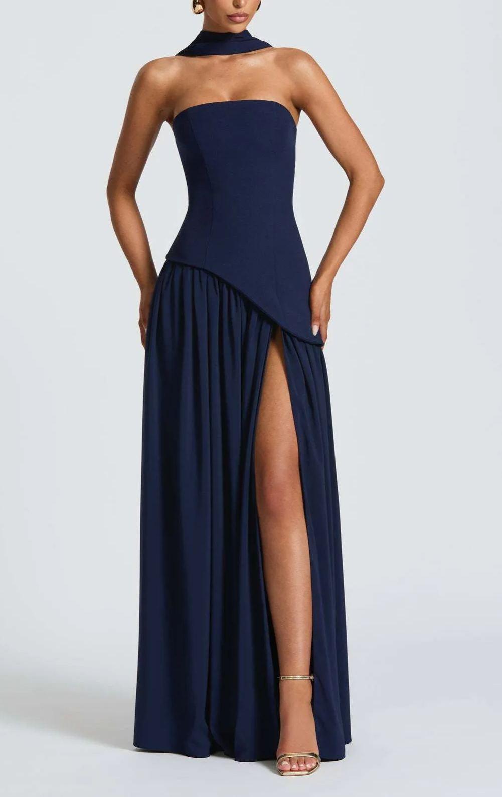 Serenya™ | Chic Strapless Slit Gown
