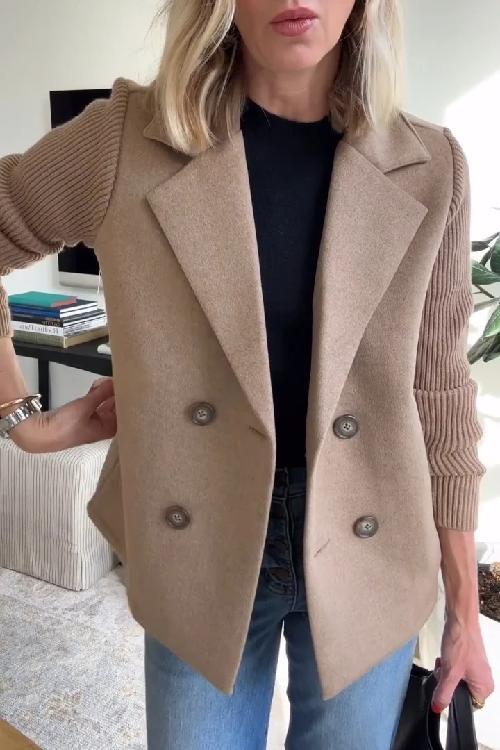 SORELLE - Elegant Knit-Sleeve Blazer