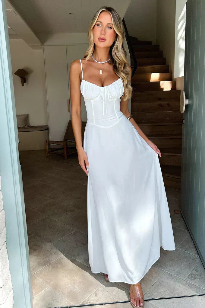 Cambria - Elegant Spaghetti Strap Maxi Wrap Dress