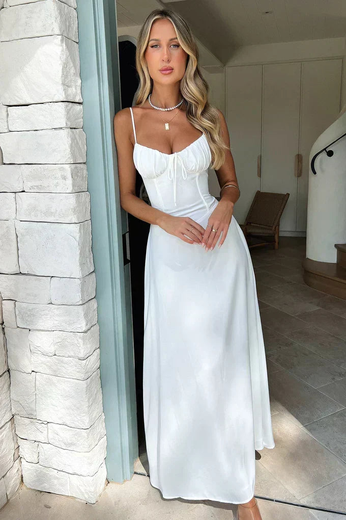 Cambria - Elegant Spaghetti Strap Maxi Wrap Dress