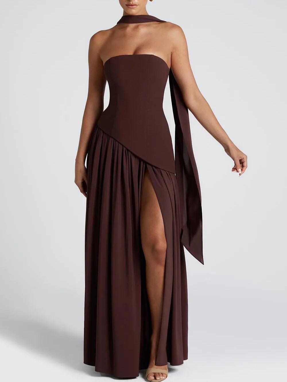 Serenya™ | Chic Strapless Slit Gown