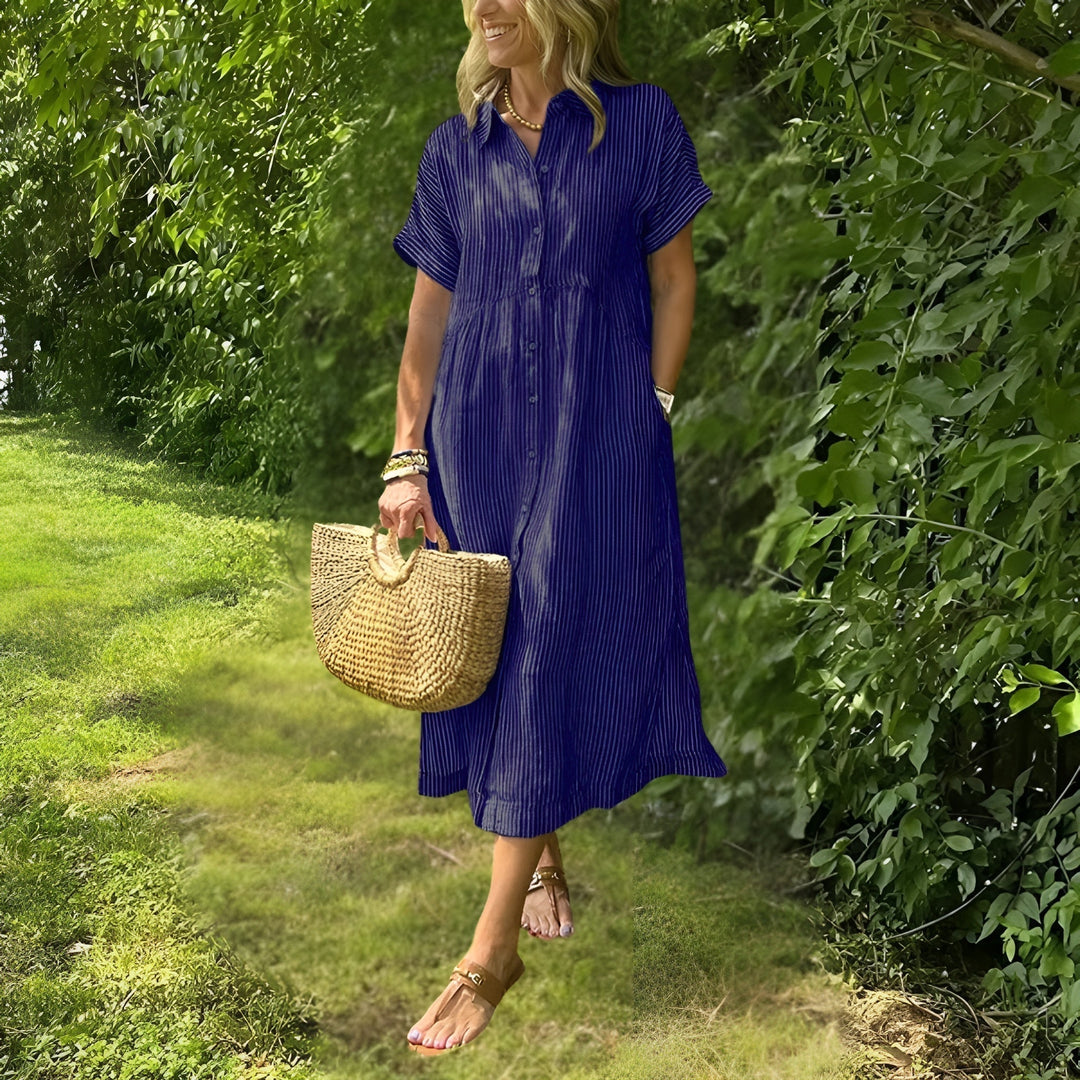 Fioria™ | Flattering Striped Shirtdress