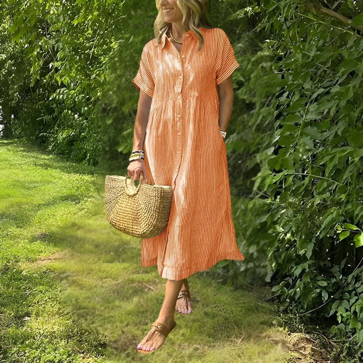 Fioria™ | Flattering Striped Shirtdress