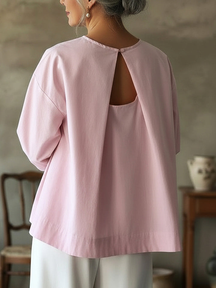 Elegant Backless Design 100% Cotton Shirt Top