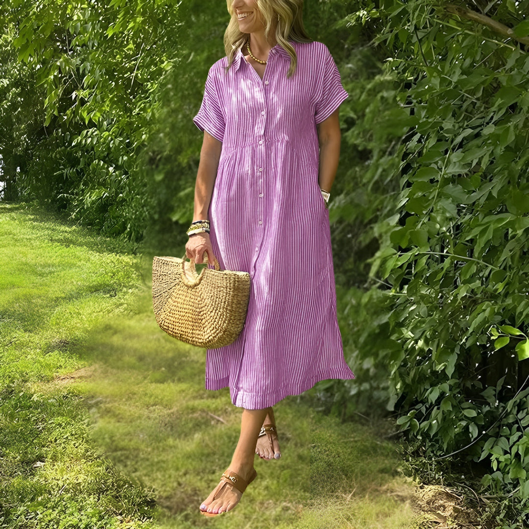Fioria™ | Flattering Striped Shirtdress