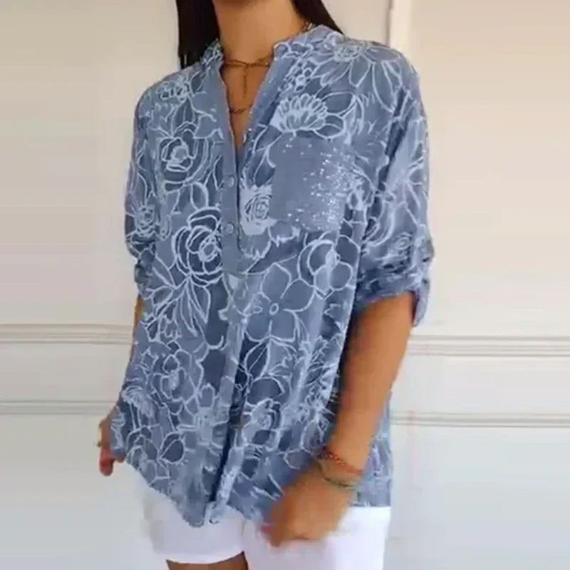 Clara – Printed Button-Up Shirt