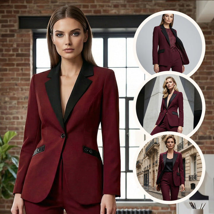 Modern Formal Suit Set with Straight-Leg Pants