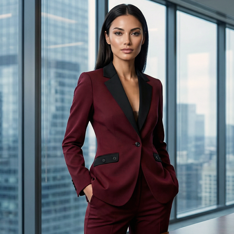 Modern Formal Suit Set with Straight-Leg Pants