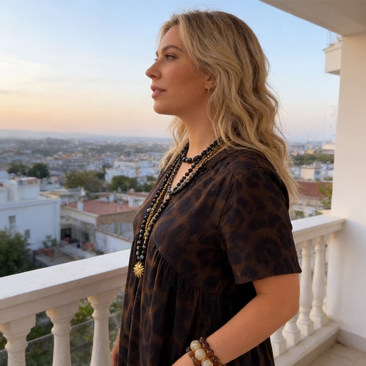 Women's V-Neck Leopard Print Maxi Dress